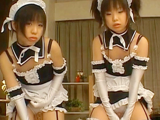 Fucking two Asian babes as naughty maids
