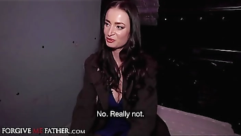 Cheating big tits babe in stockings picked up and fucked in van by stranger